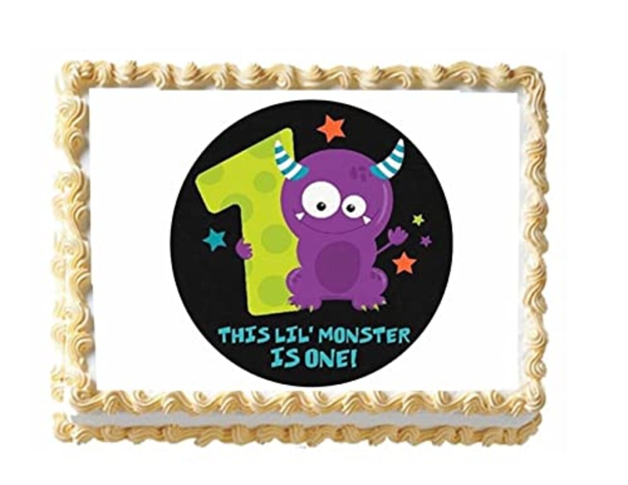 1/4 Sheet Little Monster 1st First Birthday Edible Cake Topper